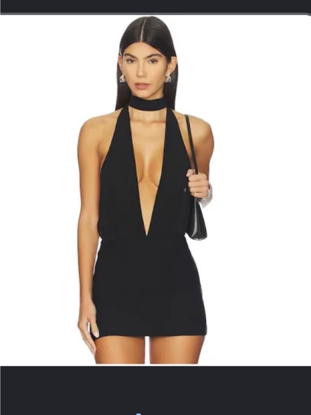 Superdown Black Plunge Halter Mini Dress With Choker